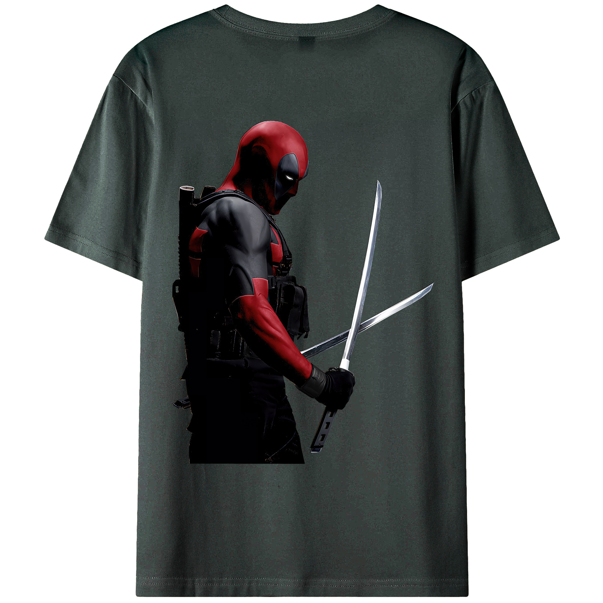 （画像用） Deadpool デッドプール 綿100％ メンズ半袖Tシャツ（バックプリント） 通気性